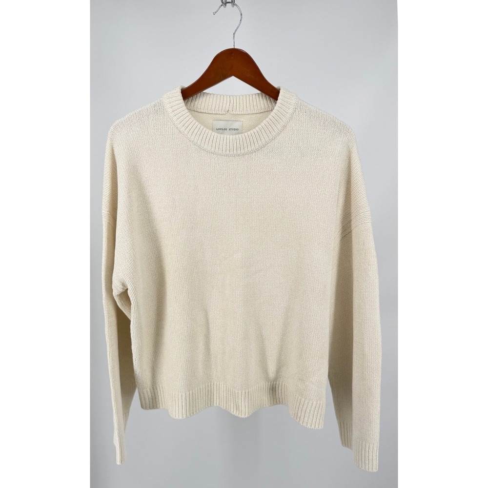 Loulou Studio Rava Sweater Womens M Cream Silk Knit Ribbed